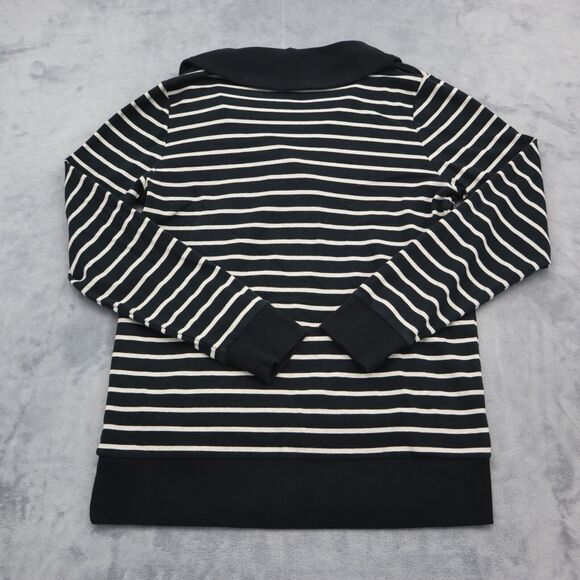 Banana Republic Sweater Womens M Black Long Sleeve Button Stripe Knit Pullover - Picture 8 of 16